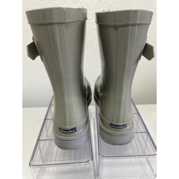 Chooka Ballard Mid Gray Rubber Rain Boots Women's US 8 Buckle Accent - Picture 3 of 6
